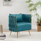 Doe Buck Velvet vegan  Accent Chair with ottoman /Lounge Chair for  Living Room, Bedroom, Armchair Sofa Chair with Gold Legs.