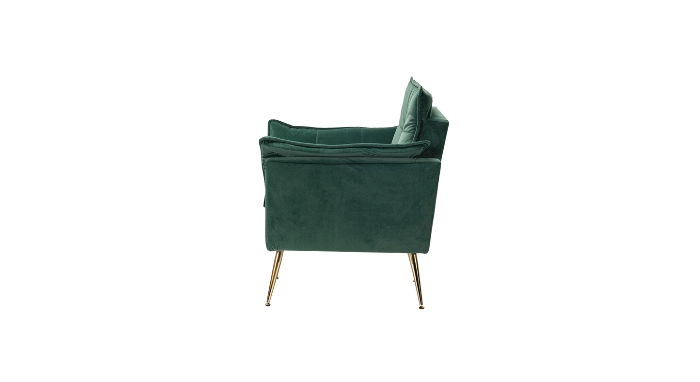 Doe Buck Velvet fyn Accent Chair/Lounge Chair for  Living Room, Bedroom, Armchair Sofa Chair with Gold Legs.