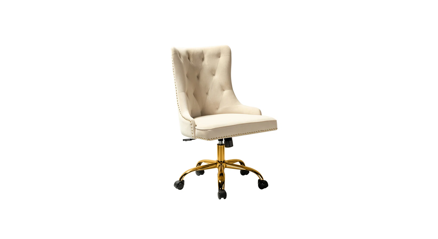 Doe Buck Velvet Swen task chair /study chair /office chair   for  study  Room, office  , swivel Armchair  with Gold base