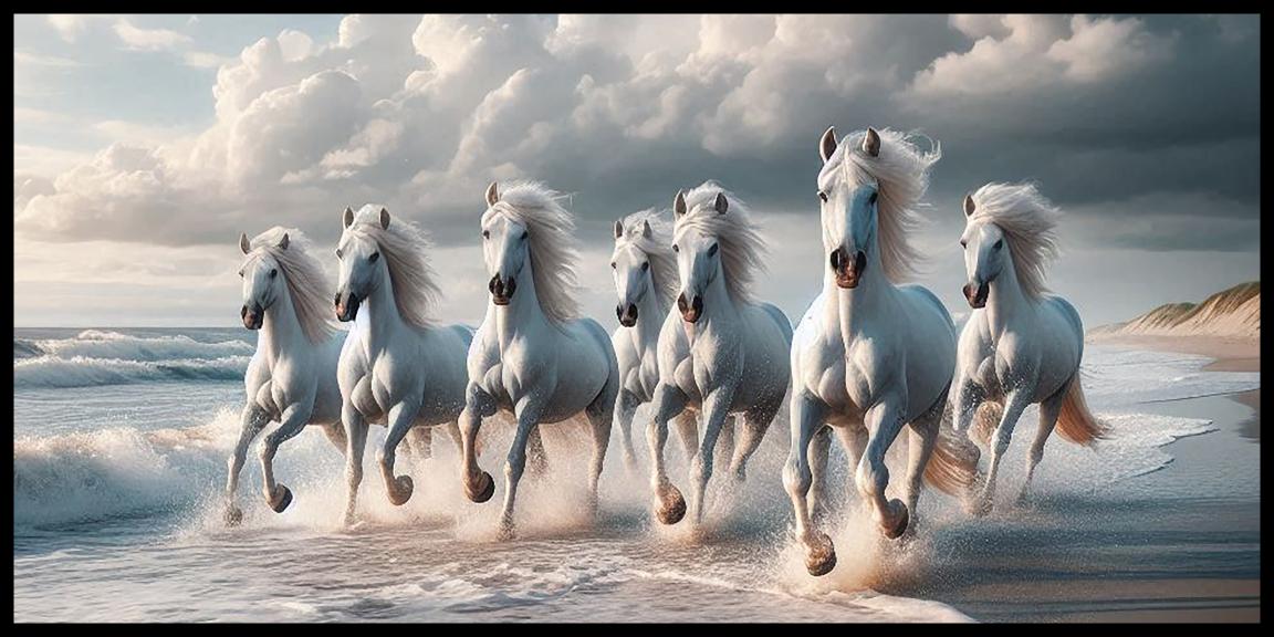 Seven White Horses - Beautiful Art Print