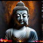 "Buddha Statue with Rock Wall Background - Serene Home Decor"