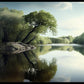 "Lake and Trees Nature Scene - Tranquil Landscape Artwork"