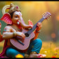 Four Arms Ganesh Ji Playing Guitar Statue - Unique Artistic Decor