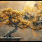 Golden tree with Abstract design: Wall Paintings by Canvas Myntra