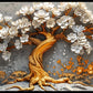 Golden Tree With White Flower: Wall Paintings by Canvas Myntra