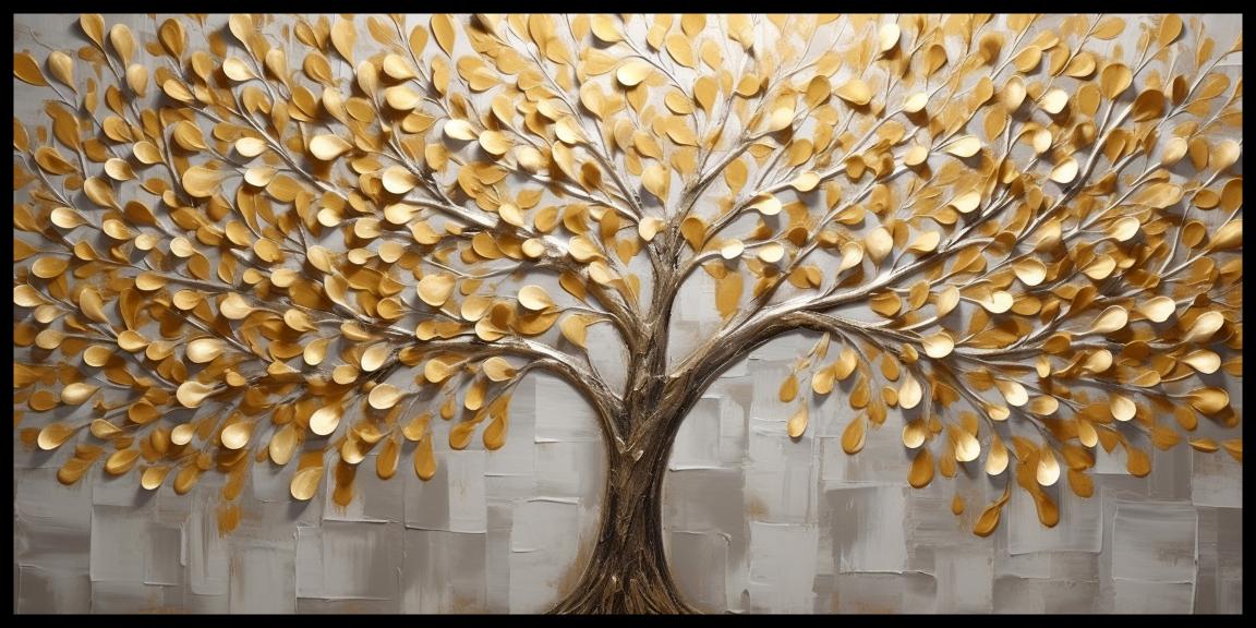 Gold Leaf tree: Wall Paintings by Canvas Myntra