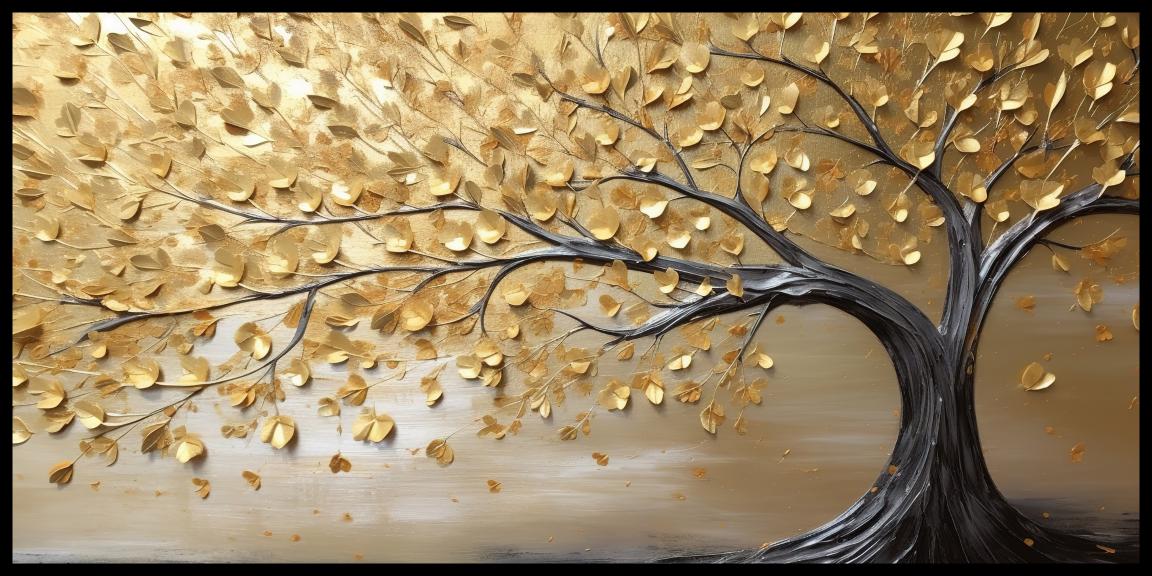 Gold Leaf tree vintage: Wall Paintings by Canvas Myntra