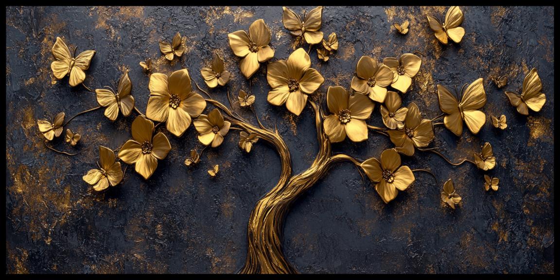 All gold In tree: Wall Paintings by Canvas Myntra