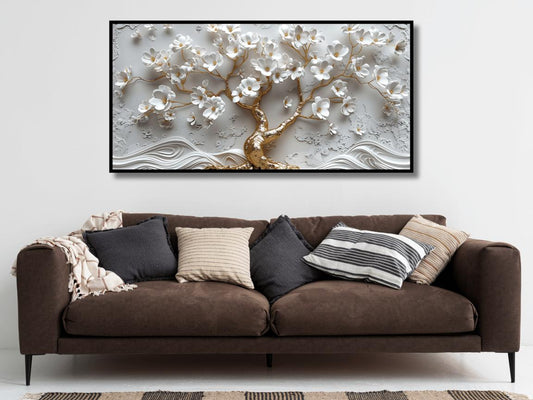 Tree like vintage snow shadow: Wall Paintings by Canvas Myntra