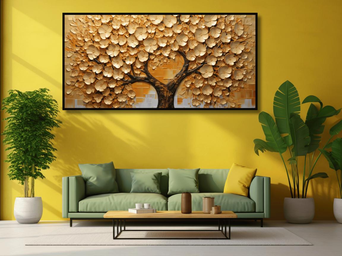 Old Gold Vintage Tree: Wall Paintings by Canvas Myntra