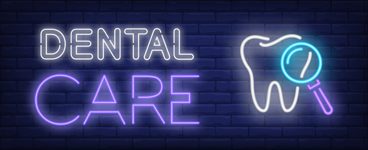 Neon Light Dental Care with Teeth Sign