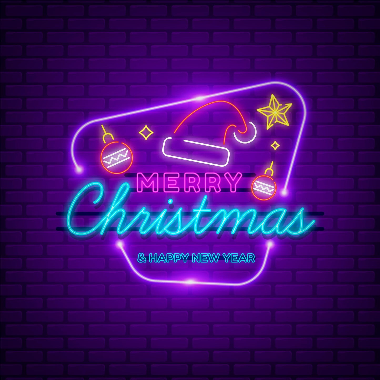 Neon Lights Marry Christmas in Purple Color with Festive Elements"