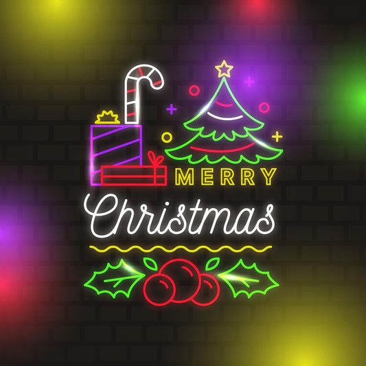 Neon Lights Christmas Decor with Multiple Elements in Vibrant Colors