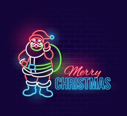 Multicolor Neon Lights 'Merry Christmas' with Santa - Festive LED Décor