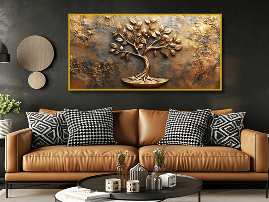 Old Vintage Gold Tree for Wealth: Wall Paintings by Canvas Myntra