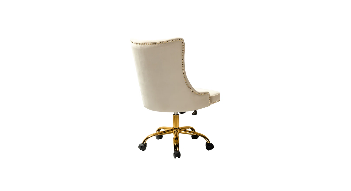 Doe Buck Velvet Swen task chair /study chair /office chair   for  study  Room, office  , swivel Armchair  with Gold base