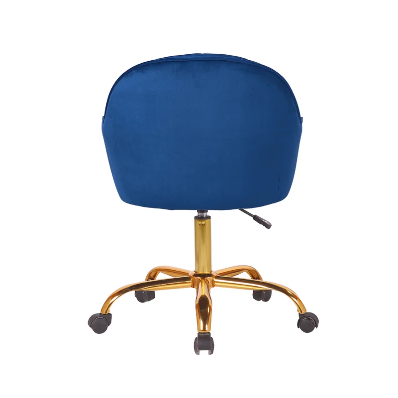 Doe Buck Blue Auroratask Swivel Office Chair with Gold Base | Study & Work Armchair for Home and Office