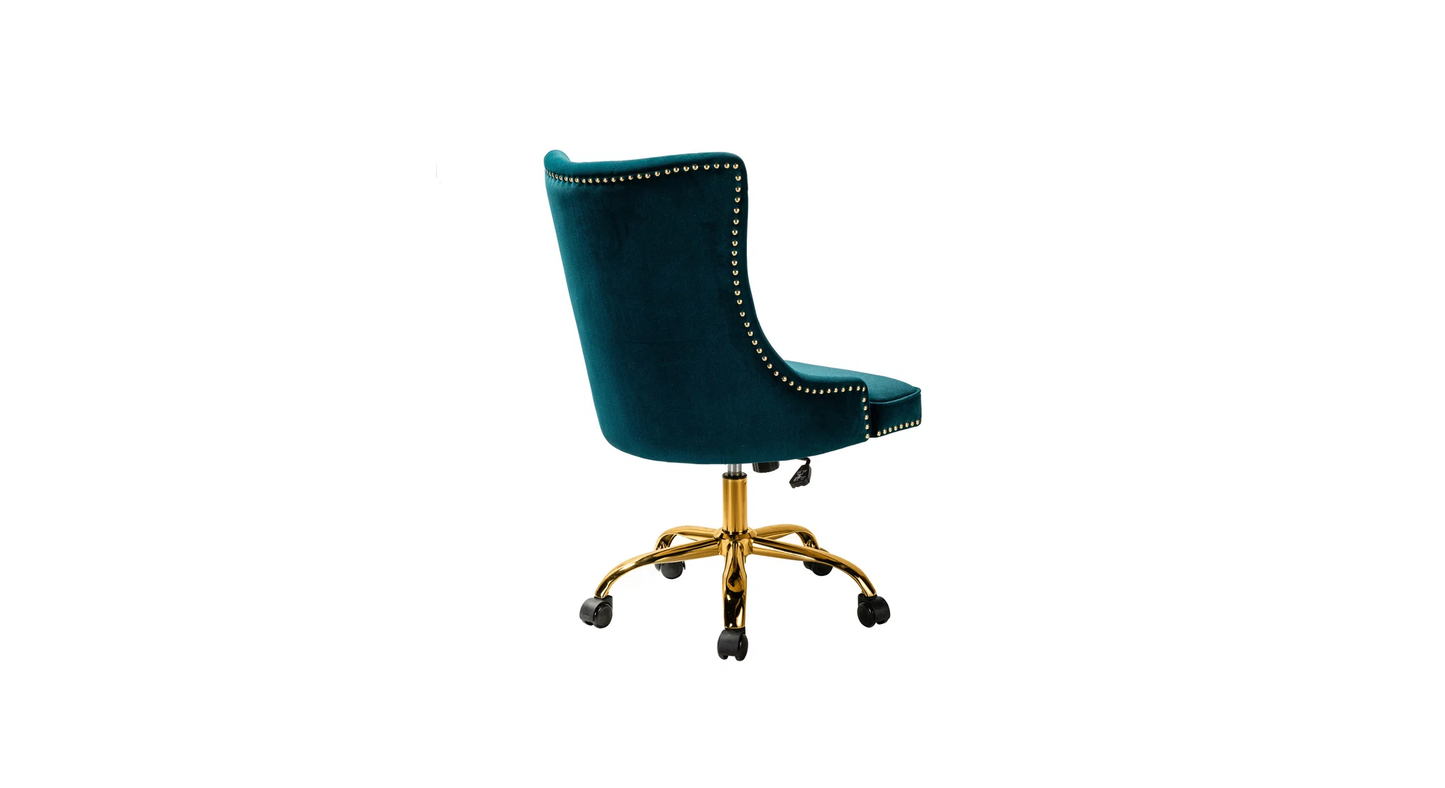 Doe Buck Velvet Swen task chair /study chair /office chair   for  study  Room, office  , swivel Armchair  with Gold base