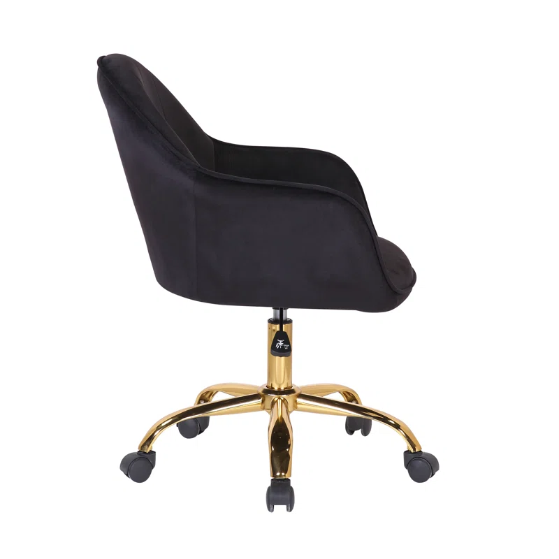 Doe Buck Black Auroratask Swivel Office Chair with Gold Base | Study & Work Armchair for Home and Office