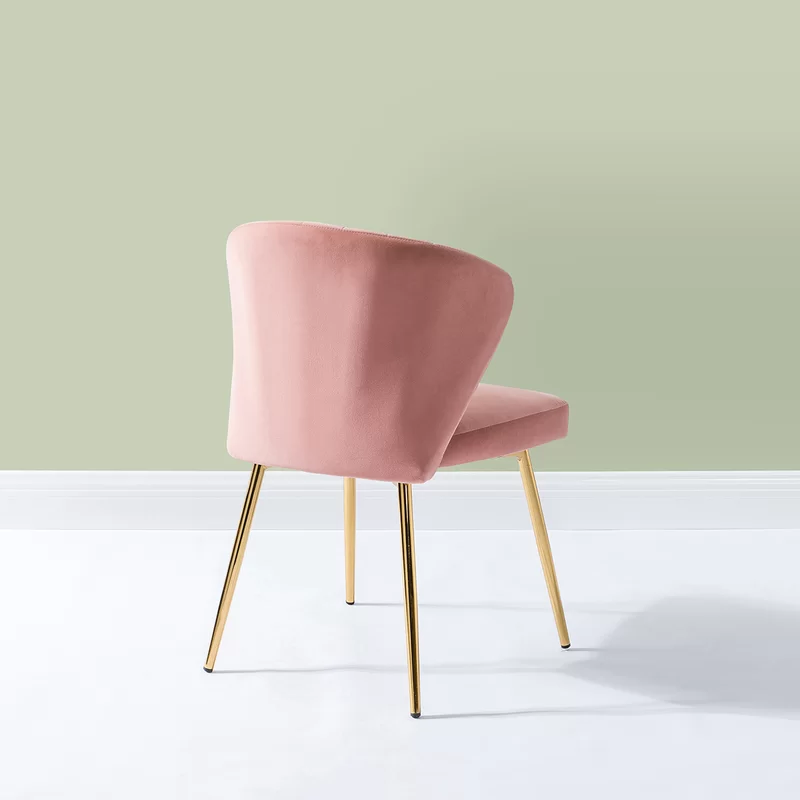 Elegant Pink Velvet Chimene Accent Chair with Gold Legs