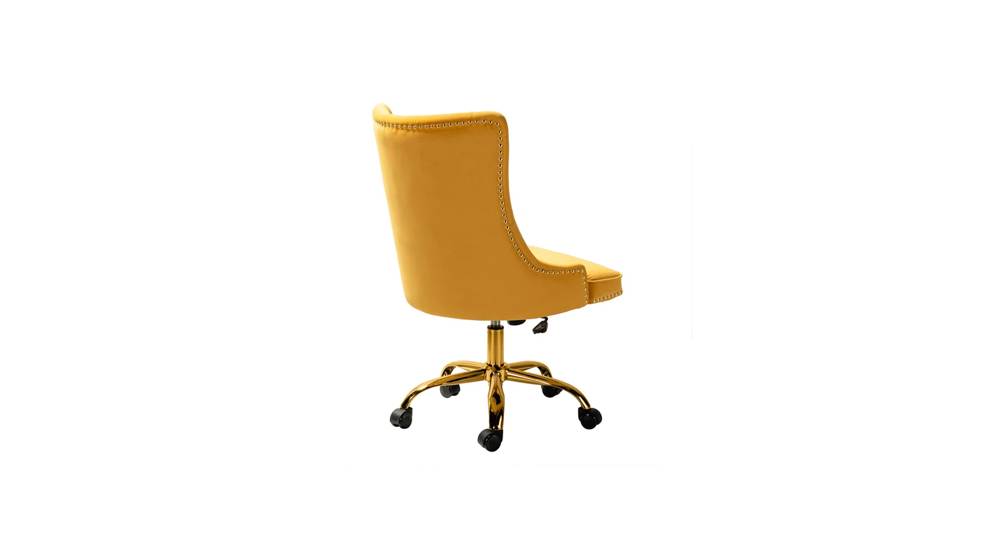 Doe Buck Velvet Swen task chair /study chair /office chair   for  study  Room, office  , swivel Armchair  with Gold base