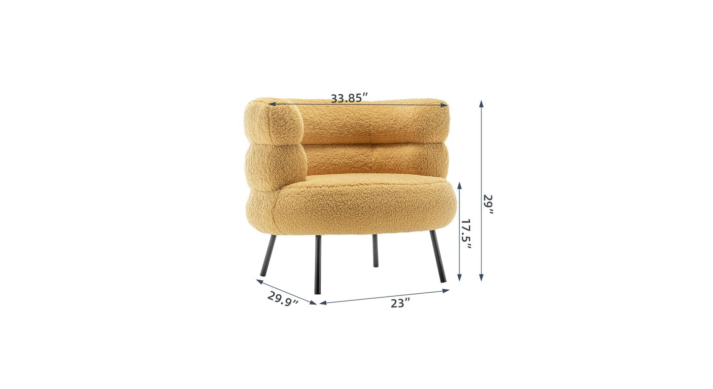 Doe Buck Velvet CliveAccent Chair/Lounge Chair for  Living Room, Bedroom, Armchair Sofa Chair with natural finish Black  legs