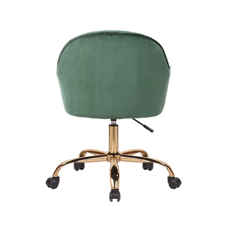 Comfy Doe Buck Green Auroratask Chair | Study, Office Swivel Chair with Gold Base & Armrests