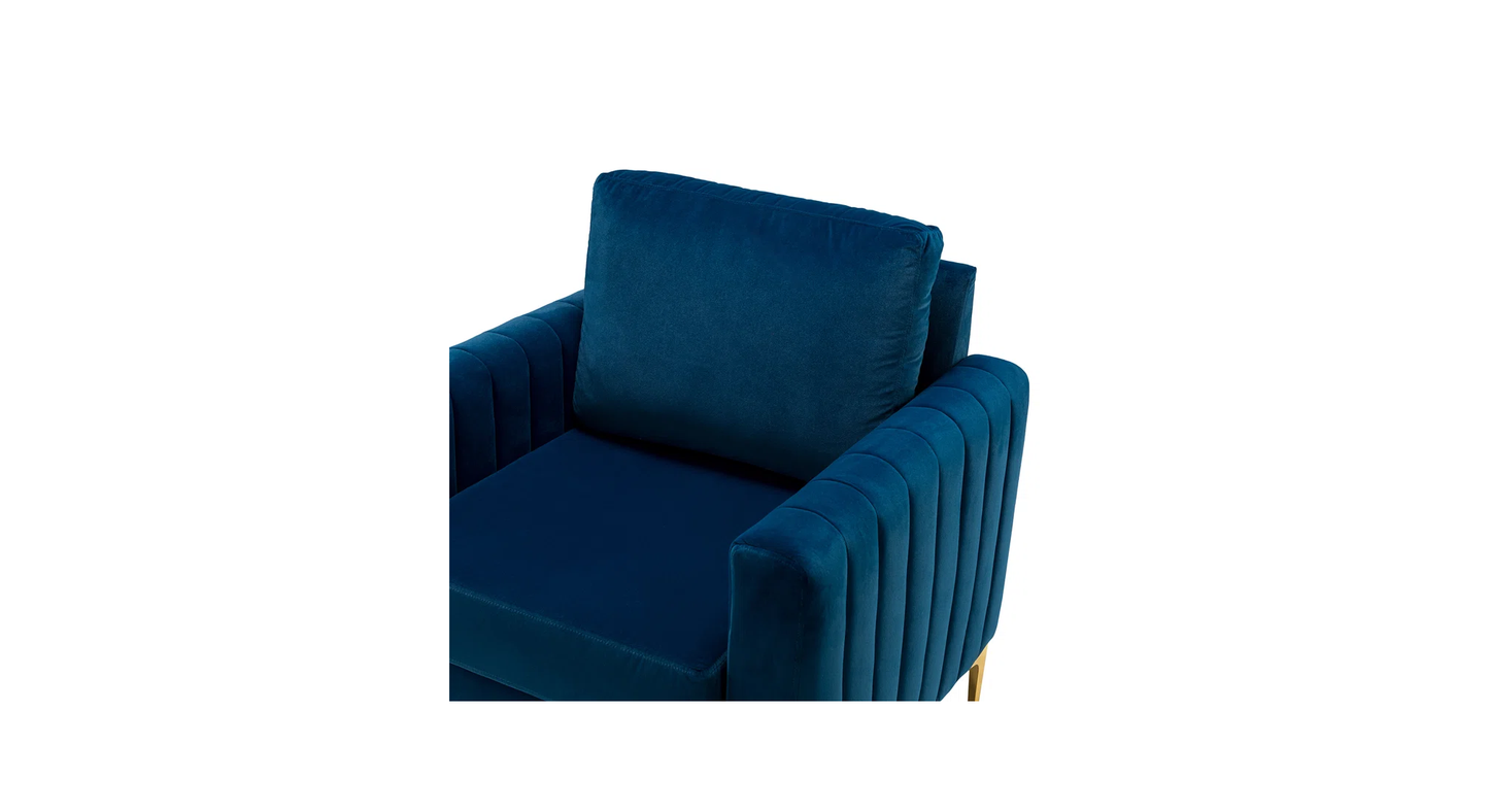 Doe Buck Velvet Rafeal  Accent Chair/Lounge Chair for  Living Room, Bedroom, Armchair Sofa Chair with Gold Legs.