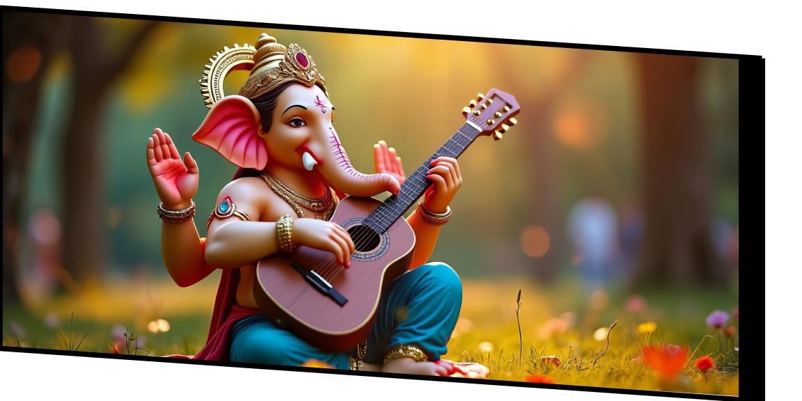 Four Arms Ganesh Ji Playing Guitar Statue - Unique Artistic Decor