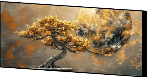 Golden tree with Abstract design: Wall Paintings by Canvas Myntra