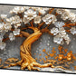 Golden Tree With White Flower: Wall Paintings by Canvas Myntra