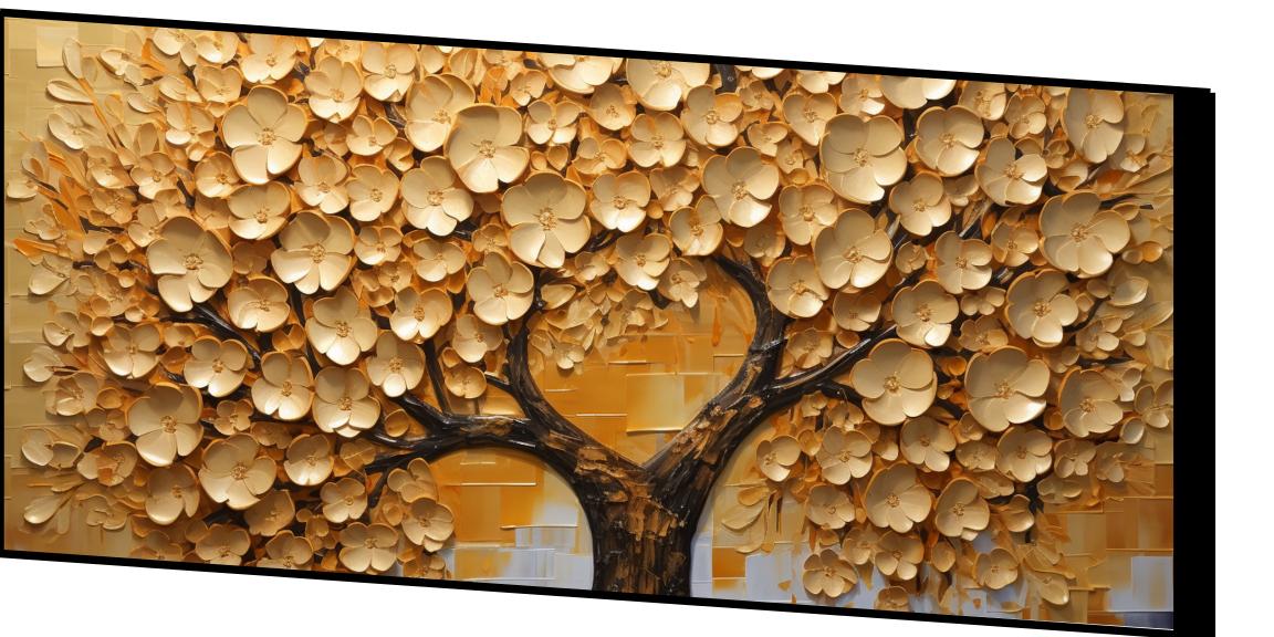 Old Gold Vintage Tree: Wall Paintings by Canvas Myntra