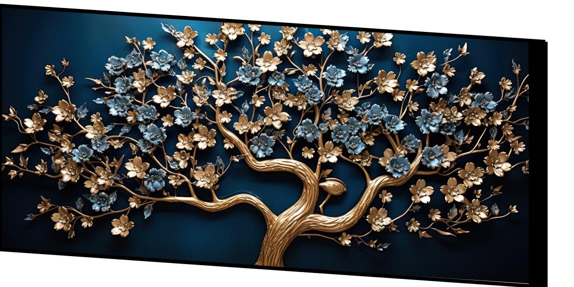 Gold Ruby tree: Wall Paintings by Canvas Myntra