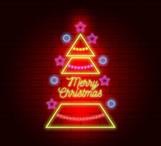 Neon Light Merry Christmas in Decorative Christmas Tree - Multi-Color"