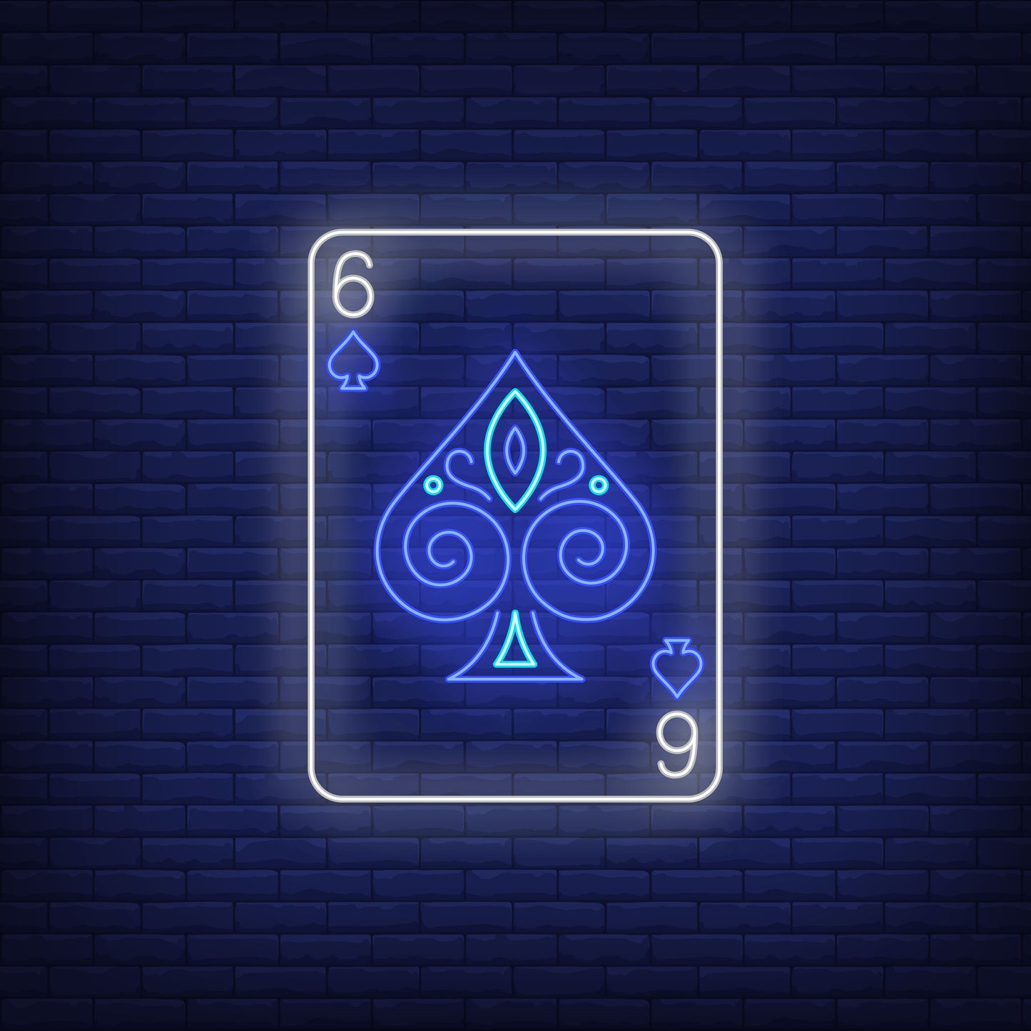 Neon Lights Playing Card with Spades - Vibrant and Stylish Wall Decor.