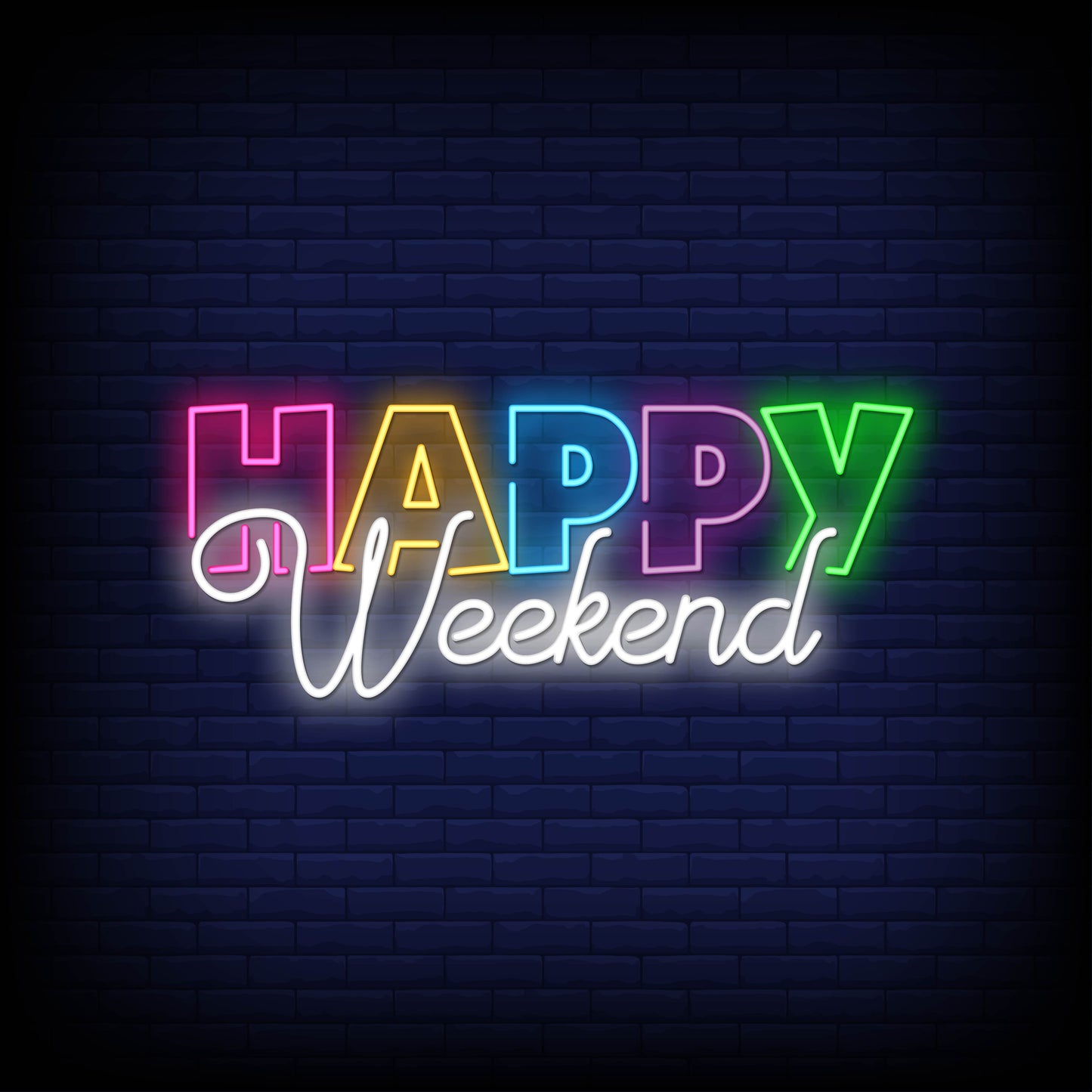 Neon Lights "Happy Weekend" Multicolor Sign - Vibrant Decorative Lighting