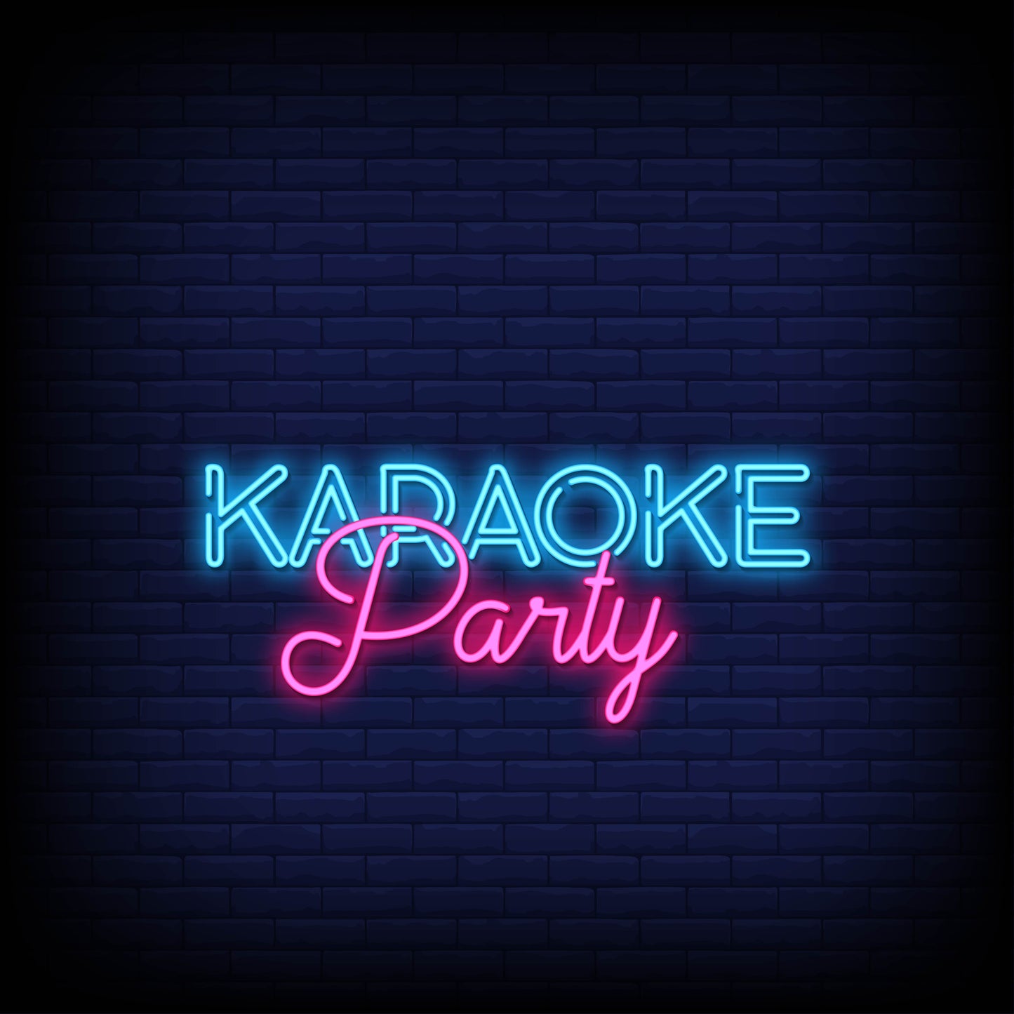 Neon Lights Karaoke Party in Purple and Blue Color