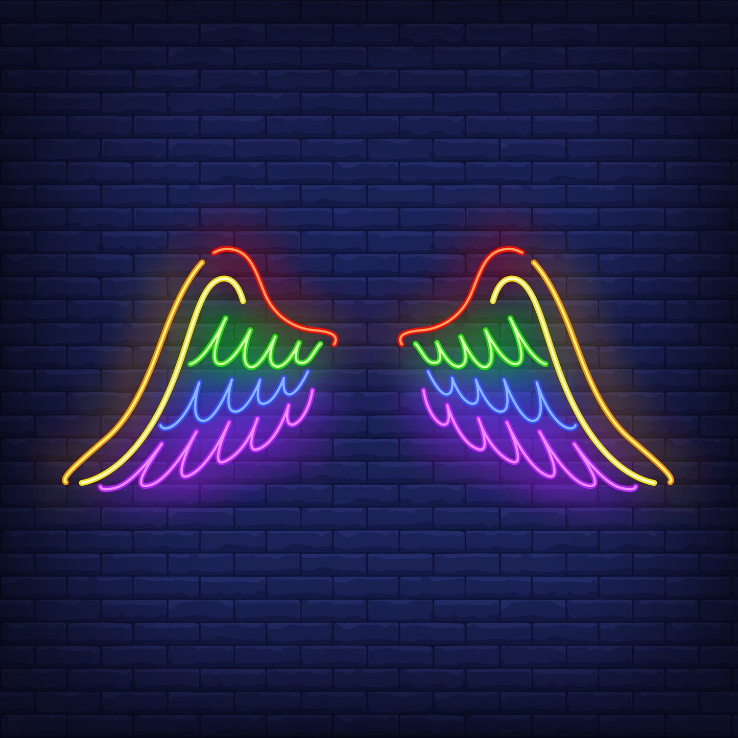 "Colorful Neon Light Wings - Vibrant LED LED Wall Art for Bedroom, Party, and Home Decor"