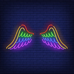 "Colorful Neon Light Wings - Vibrant LED LED Wall Art for Bedroom, Party, and Home Decor"