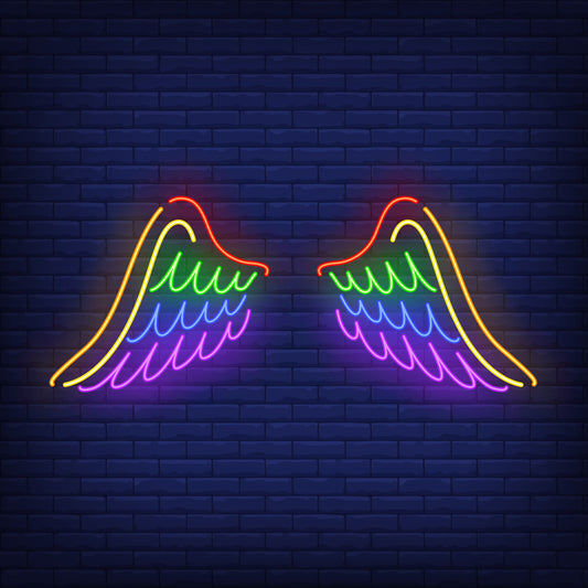 "Colorful Neon Light Wings - Vibrant LED LED Wall Art for Bedroom, Party, and Home Decor"