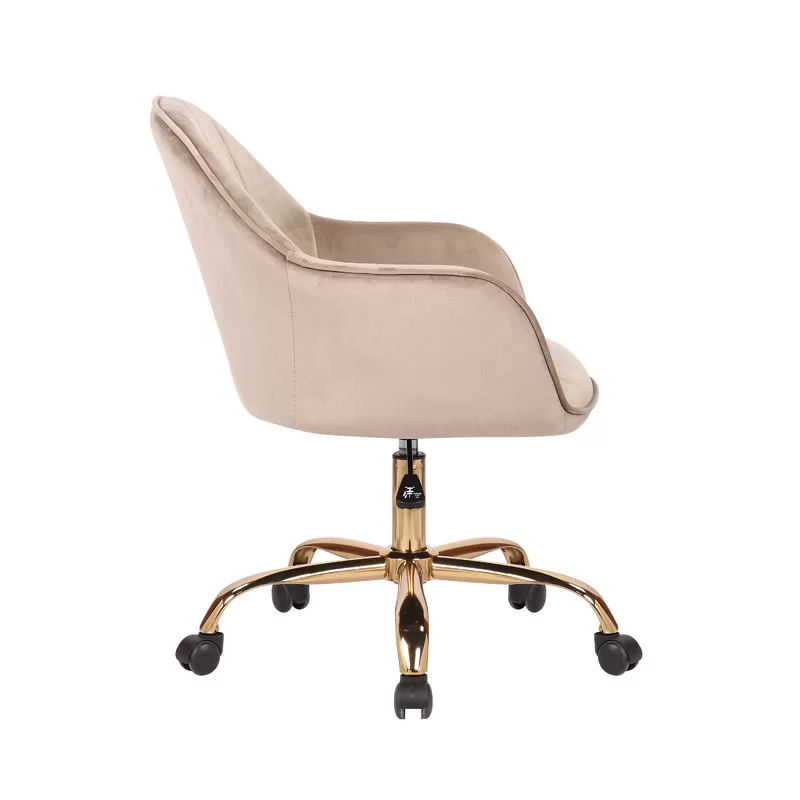 Comfy Doe Buck Auroratask Chair | Study, Office Swivel Chair with Gold Base & Armrests