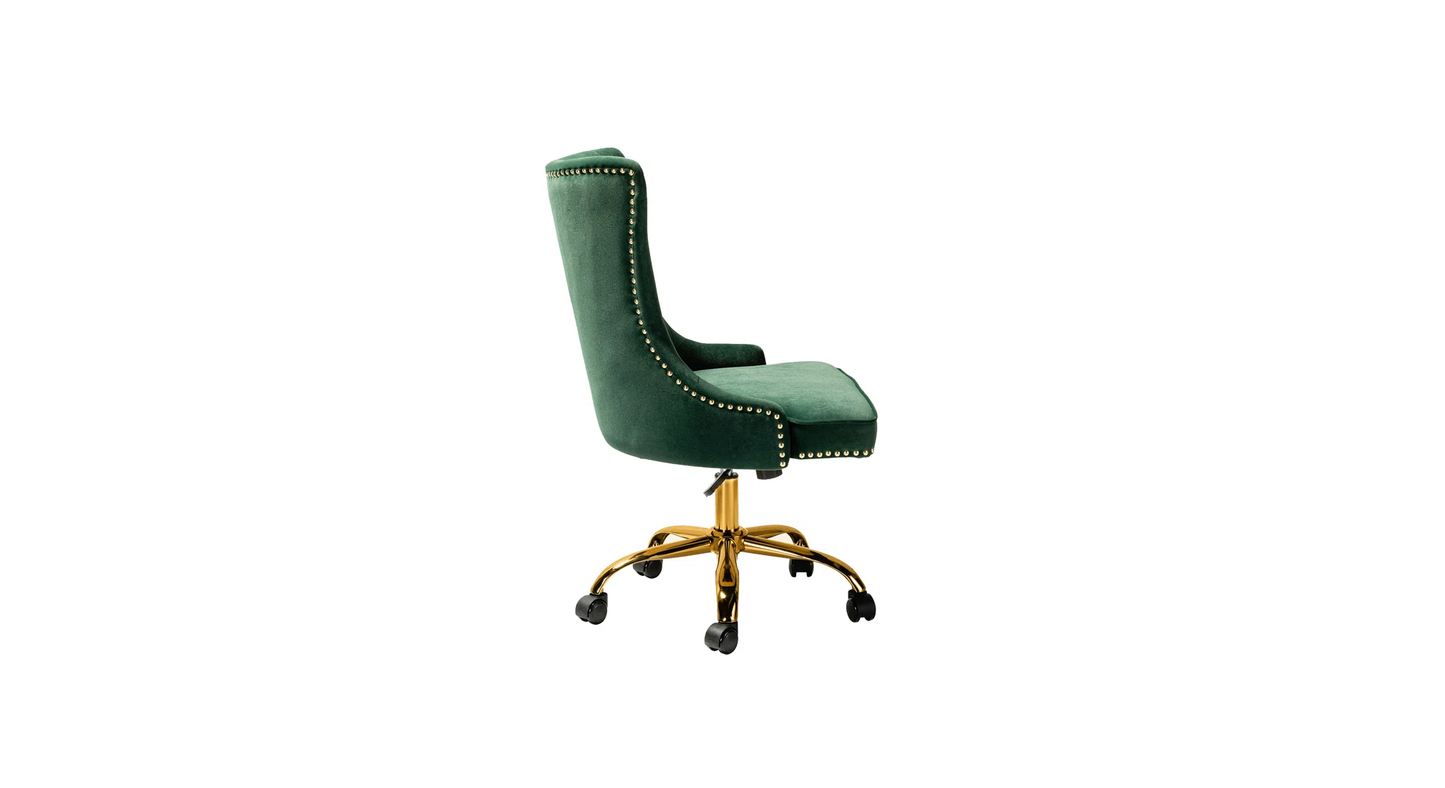 Doe Buck Velvet Swen task chair /study chair /office chair   for  study  Room, office  , swivel Armchair  with Gold base