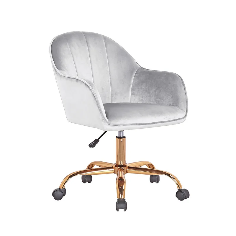 Comfy Doe Buck Silver Auroratask Chair | Study, Office Swivel Chair with Gold Base & Armrests