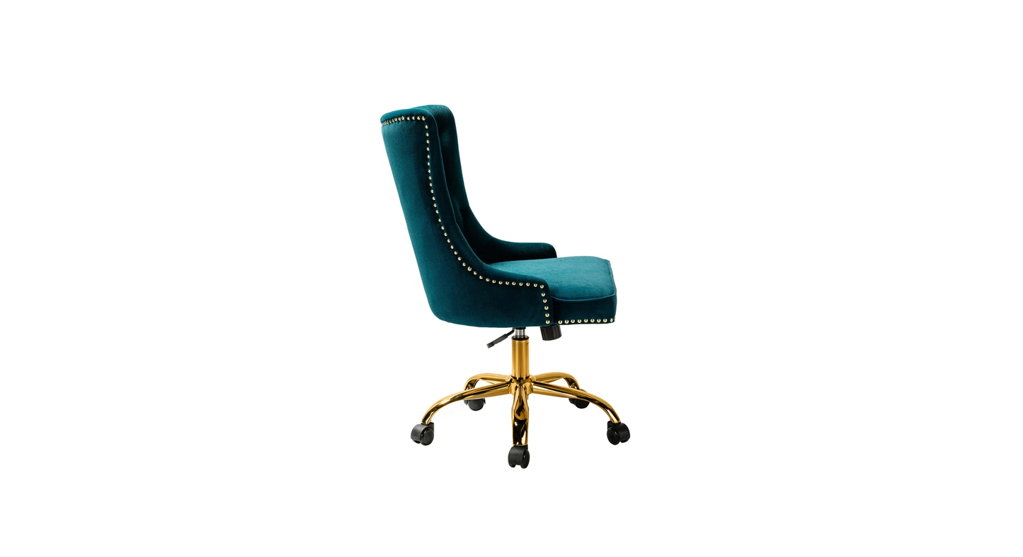 Doe Buck Velvet Swen task chair /study chair /office chair   for  study  Room, office  , swivel Armchair  with Gold base