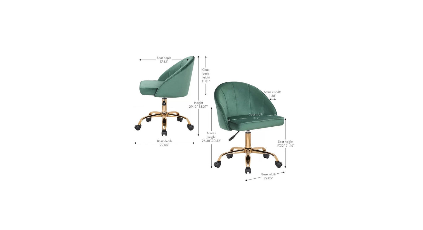 Doe Buck Velvet Hindmen  task chair /study chair /office chair   for  study  Room, office  , swivel Armchair  with Gold base