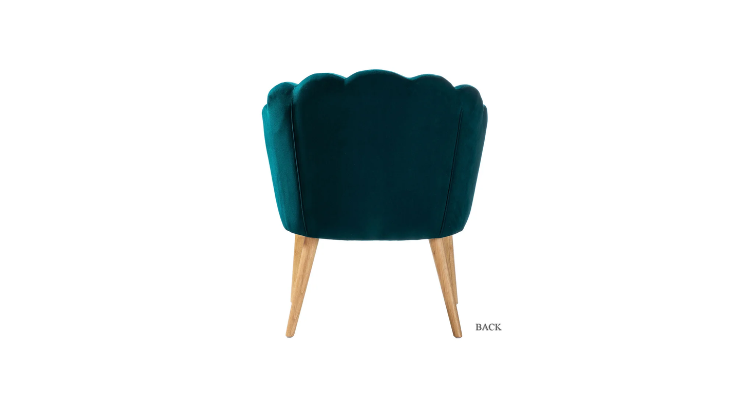 Doe Buck Velvet Rae Accent Chair/Lounge Chair for  Living Room, Bedroom, Armchair Sofa Chair with natural finish wooden legs