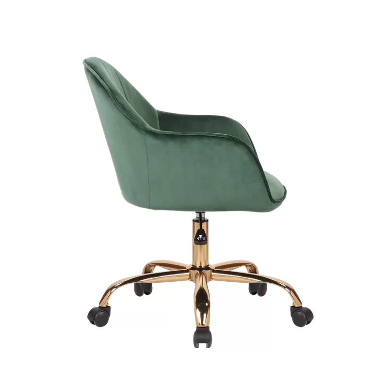 Comfy Doe Buck Green Auroratask Chair | Study, Office Swivel Chair with Gold Base & Armrests