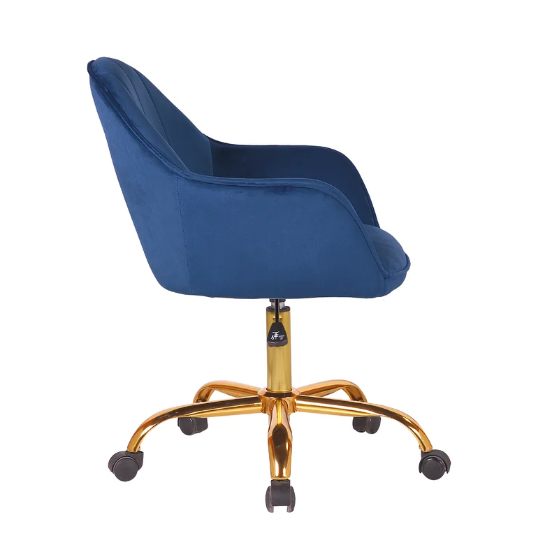 Doe Buck Blue Auroratask Swivel Office Chair with Gold Base | Study & Work Armchair for Home and Office