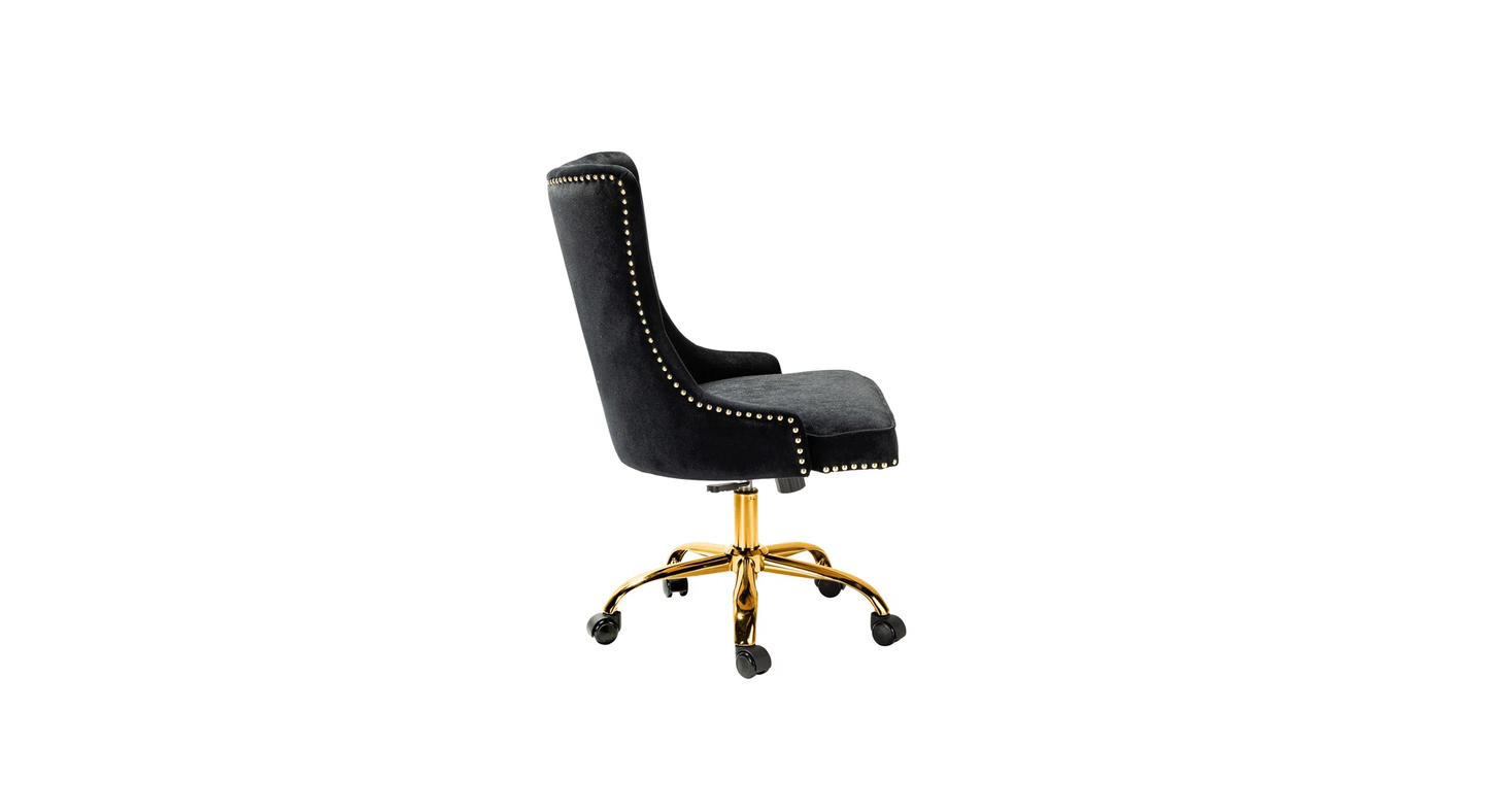 Doe Buck Velvet Swen task chair /study chair /office chair   for  study  Room, office  , swivel Armchair  with Gold base