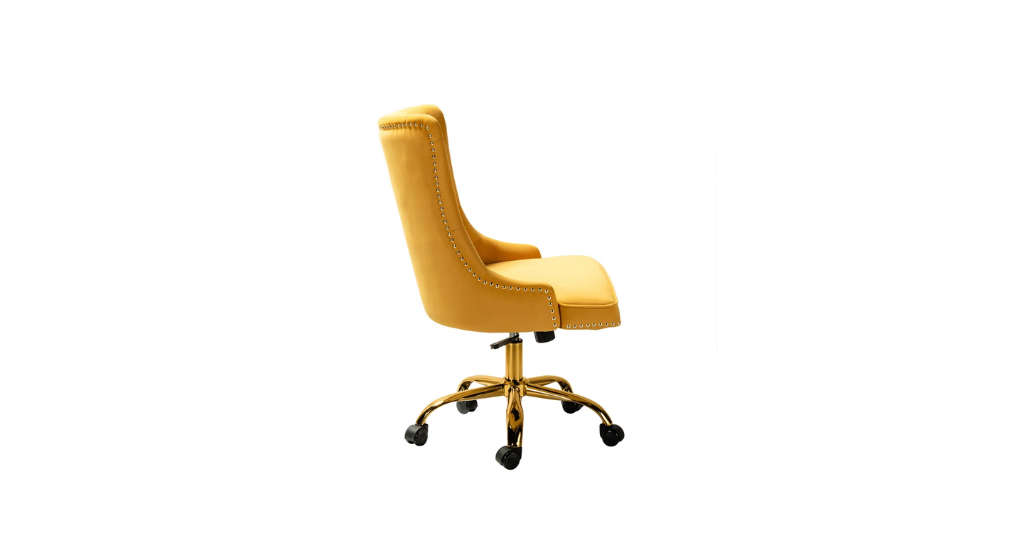 Doe Buck Velvet Swen task chair /study chair /office chair   for  study  Room, office  , swivel Armchair  with Gold base